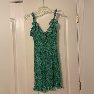 Green floral summer dress